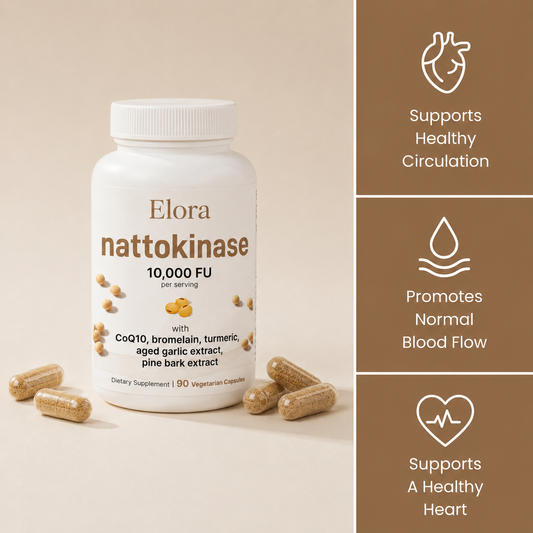 Elora Nattokinase 10,000 FU — 6-in-1 Heart & Circulation Support