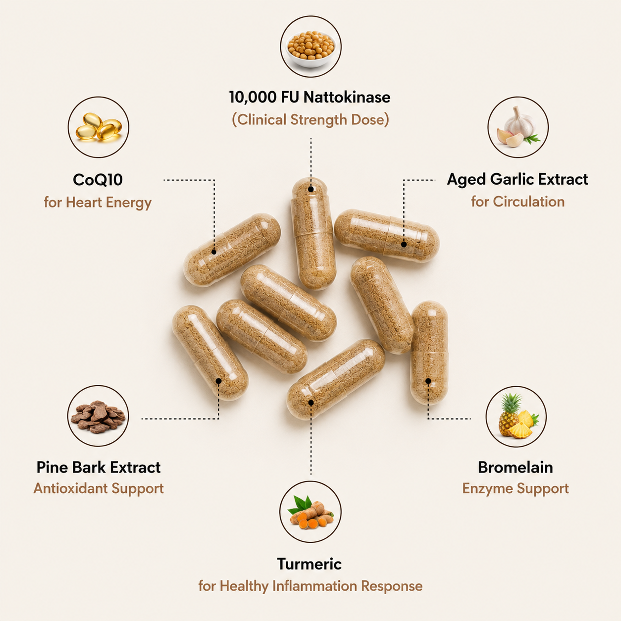 Elora Nattokinase 10,000 FU — 6-in-1 Heart & Circulation Support